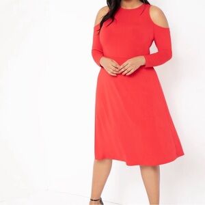 NWT Eloquii 18W Red Cold Shoulder Dress